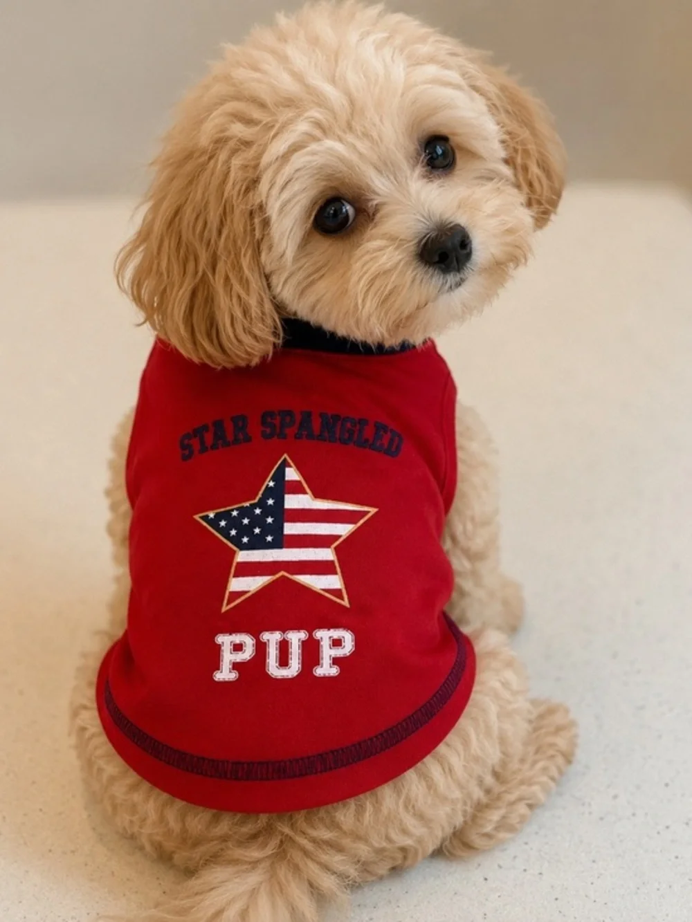 TOP PAW Americana Star Spangled Red Pup Pet Tee~-Small